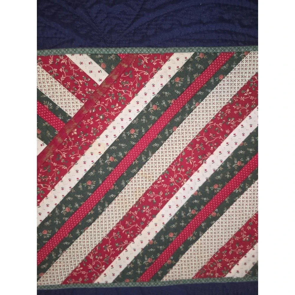 Handmade Christmas Quilt Table Runner 50x12 Red Green Patchwork Holiday Decor